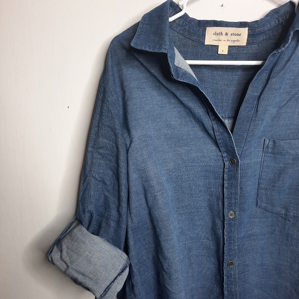 Anthropologie Cloth & Stone Denim Shirt - Picture 2 of 6